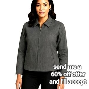 Rafaella Zipper Cropped Minimalist Jacket Gray 14